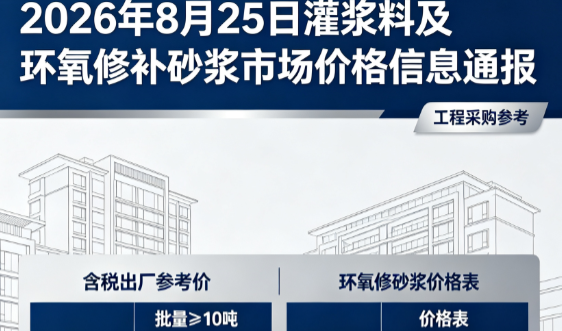 中牟2026年8月25日灌浆料及环氧修补砂浆市场价格信息通报
